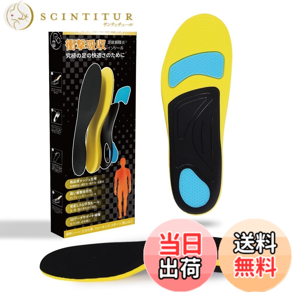 【送料無料】Prolife インソール 衝撃吸収 疲れない アーチサポート 色：ブラック、サイズ：XS（22.5~23.5cm）