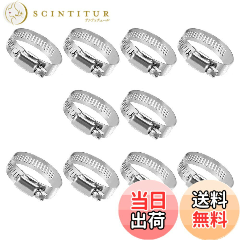 【送料無料】BRIIKPP ホースバンド、304ステンレス、ホースクリップ、Φ16-25mm対応、調整可能、強力固定、10個入り