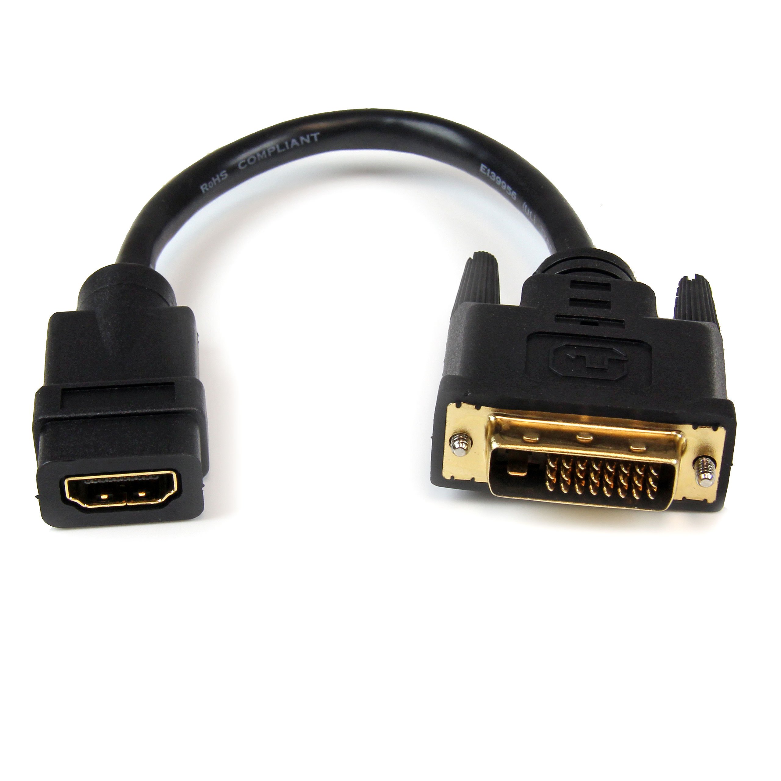 商品情報商品の説明HDMIを DVI-Dに変換するビデオアダプタ ケーブル(20cm)。 HDMIメスコネクタとDVI-D オスコネクタがついており、HDMI対応機器とDVI-D対応機器の間で双方向接続を可能にし、互換性の問題を解決します。 ドングルタイプの HDMI - DVIアダプタには、20cmのケーブルがついており、近接するポートをブロックせず、接続ポイントへの負荷を軽減してケーブルへの損傷を防ぎます。 堅牢なHDMI-DVI接続機能を提供するよう設計された本製品には、StarTech.comによる全使用期間がついています。主な仕様 1x HDMI メスコネクタ、 1x DVI-D オスコネクタブレードシールド+アルミマイラーホイル