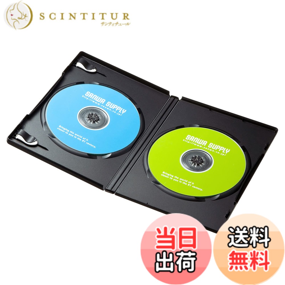 商品情報商品の説明●一般的なセルDVDと同じ標準サイズ(厚さ14mm)の2枚収納DVDトールケースです。●100%バージンPP樹脂材を使用しており臭いが少なく耐久性も高い高品質なトールケースです。●手書き、またはインクジェット印刷ができる表紙インデックスカードを付属しています。●ワンプッシュで簡単にメディアが取り出せます。●インデックスカード(表紙)、ブックレットの収納が可能なので破損したセルDVDや中古DVDの交換用ケースとしても最適です。●軽くて割れにくいPP樹脂製です。■カラー:ブラック■サイズ:W136xD14xH191mm■重量:64g■材質:PP■ディスク収納数:2枚■入数:10枚セット■セット内容:本体、インデックスカードx10枚※付属のインデックスカードは簡易タイプです。インクジェットプリンターでの印刷はできますが裏写りやにじみなどが発生することがあります。よりキレイに印刷したい場合は別売のサンワサプライ製DVDトールケースカード(JP-DVD6N)をご購入ください。主な仕様 一般的なセルDVDと同じ標準サイズ（厚さ14mm）の2枚収納DVDトールケースです。100％バージンPP樹脂材を使用しており臭いが少なく耐久性も高い高品質なトールケースです。手書き、またはインクジェット印刷ができる表紙インデックスカードを付属しています。ワンプッシュで簡単にメディアが取り出せます。インデックスカード（表紙）、ブックレットの収納が可能なので破損したセルDVDや中古DVDの交換用ケースとしても最適です。
