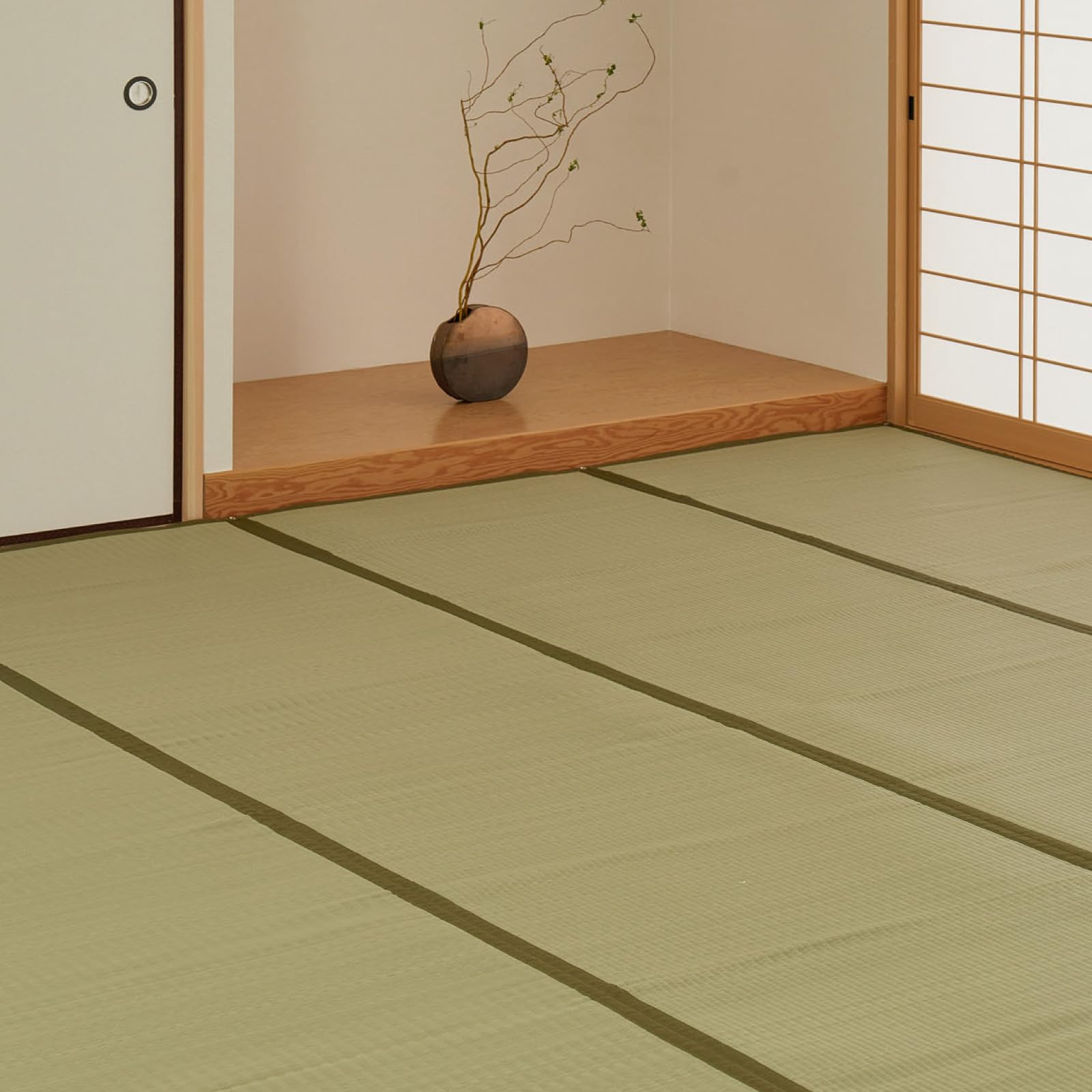 【送料無料】萩原 洗える い草風カーペット 四条 色：グリーン、サイズ：352 x 352 cm ( ...