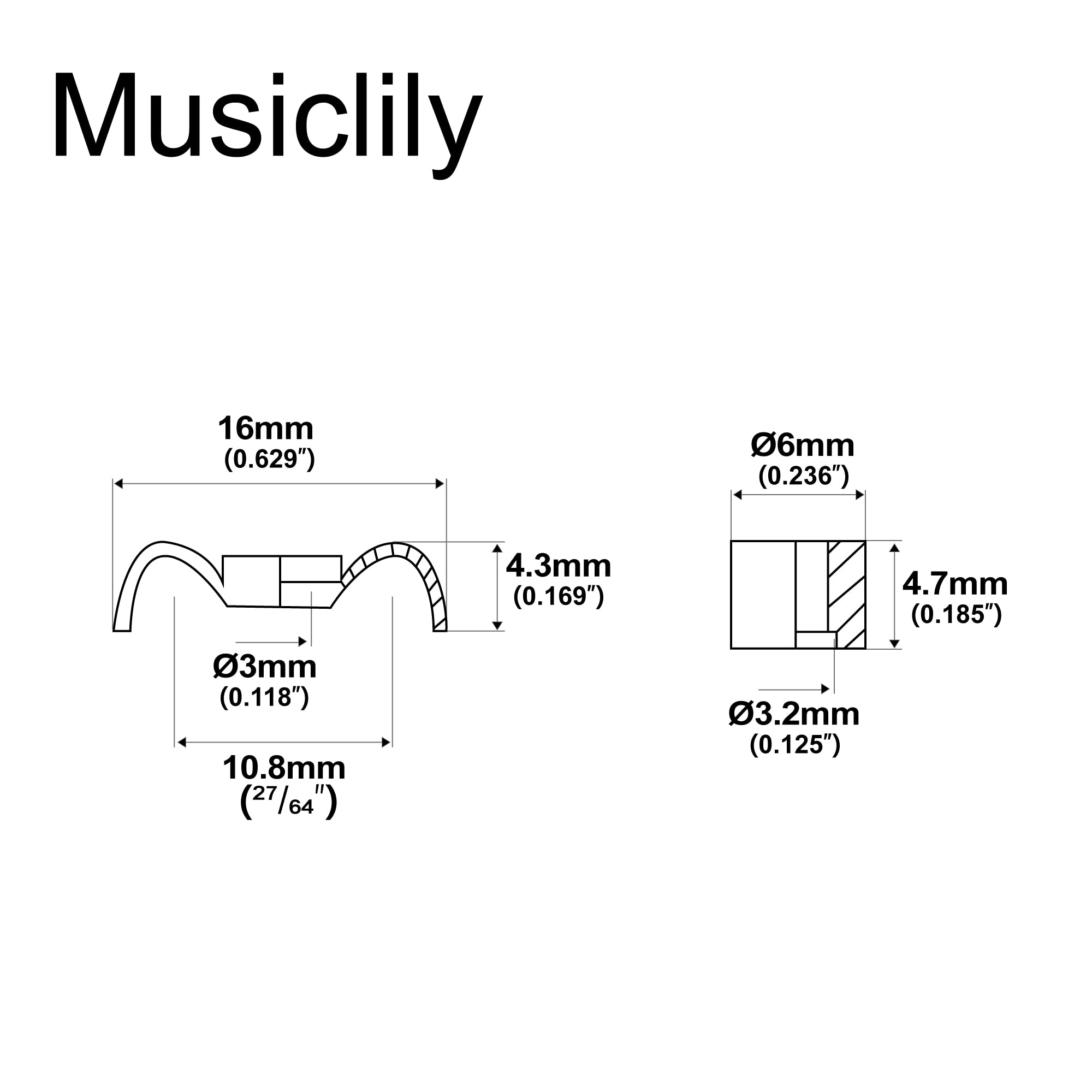 【送料無料】Musiclily Pro 16mm 波型スチール ストリングガイド ストラトエレキギ...
