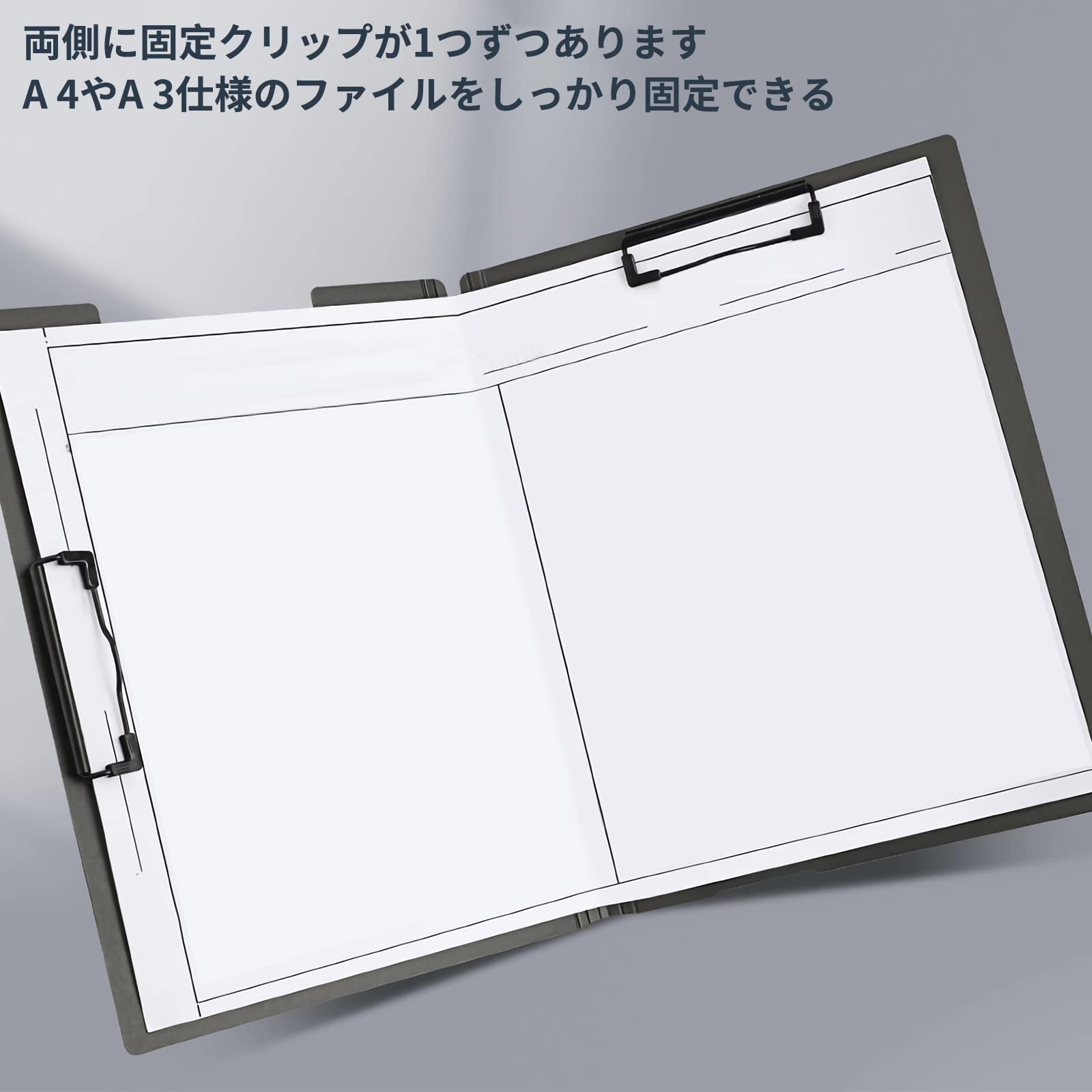 【送料無料】BEYOURCHOI バインダー A4 2つ折り クリップボード バインダー a4 ルーズリーフ バインダー A4/A3適用 クリップボード プレゼント ギフト 贈り物 PU ファイル 文房具 バインダー 事務用品 現場仕事 便利グッズ 文具 文房具 便利 人気… 色：ブルー scintitur-10640537 サンティチュール サンプル画像2