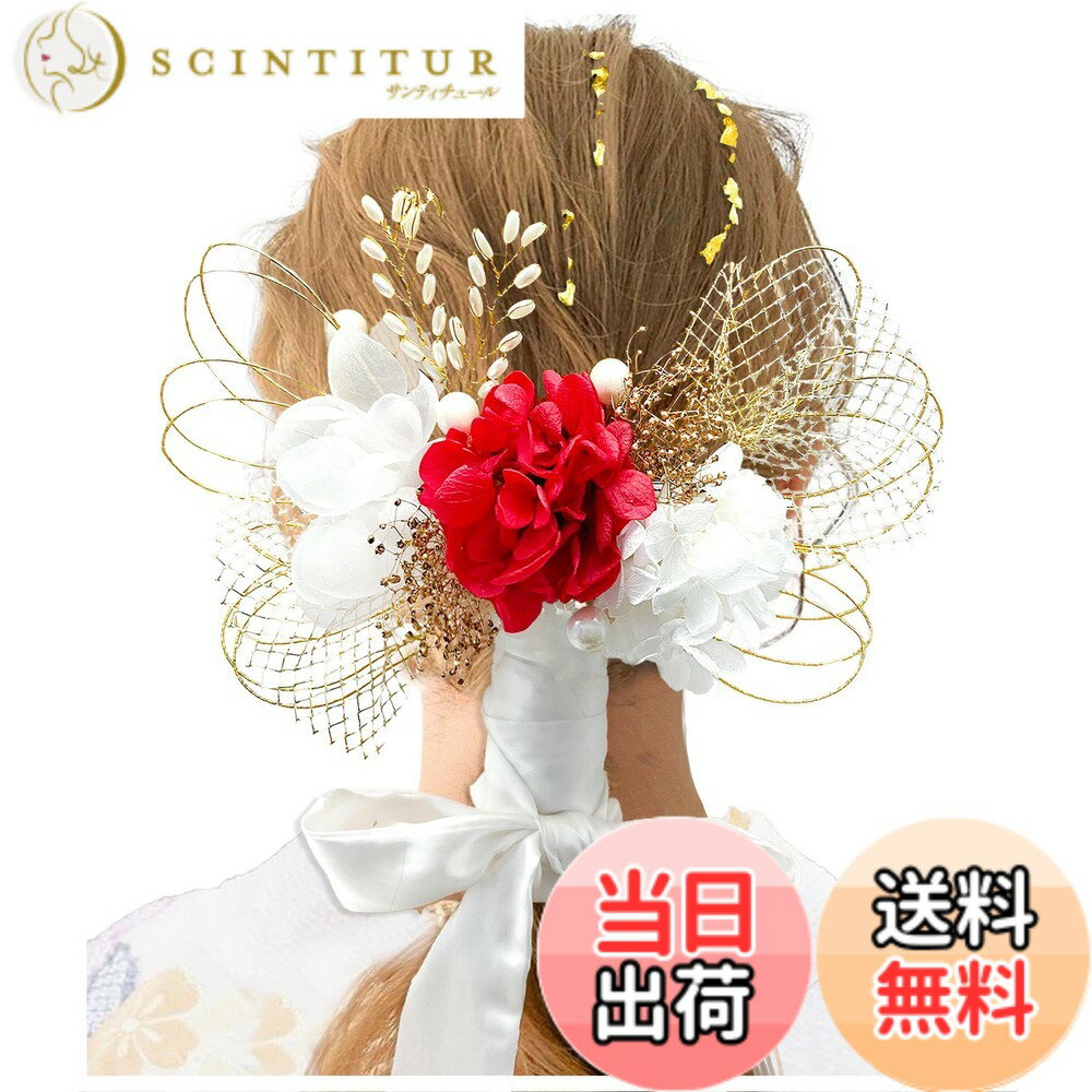 Festival （Girls） - 【送料無料】[JZOON] 髪飾り 成人式 卒業式 和装 結婚式 袴 着物 浴衣 振袖 ドライフラワー プリザーブドフラワー 花嫁 S2414 色：レッド