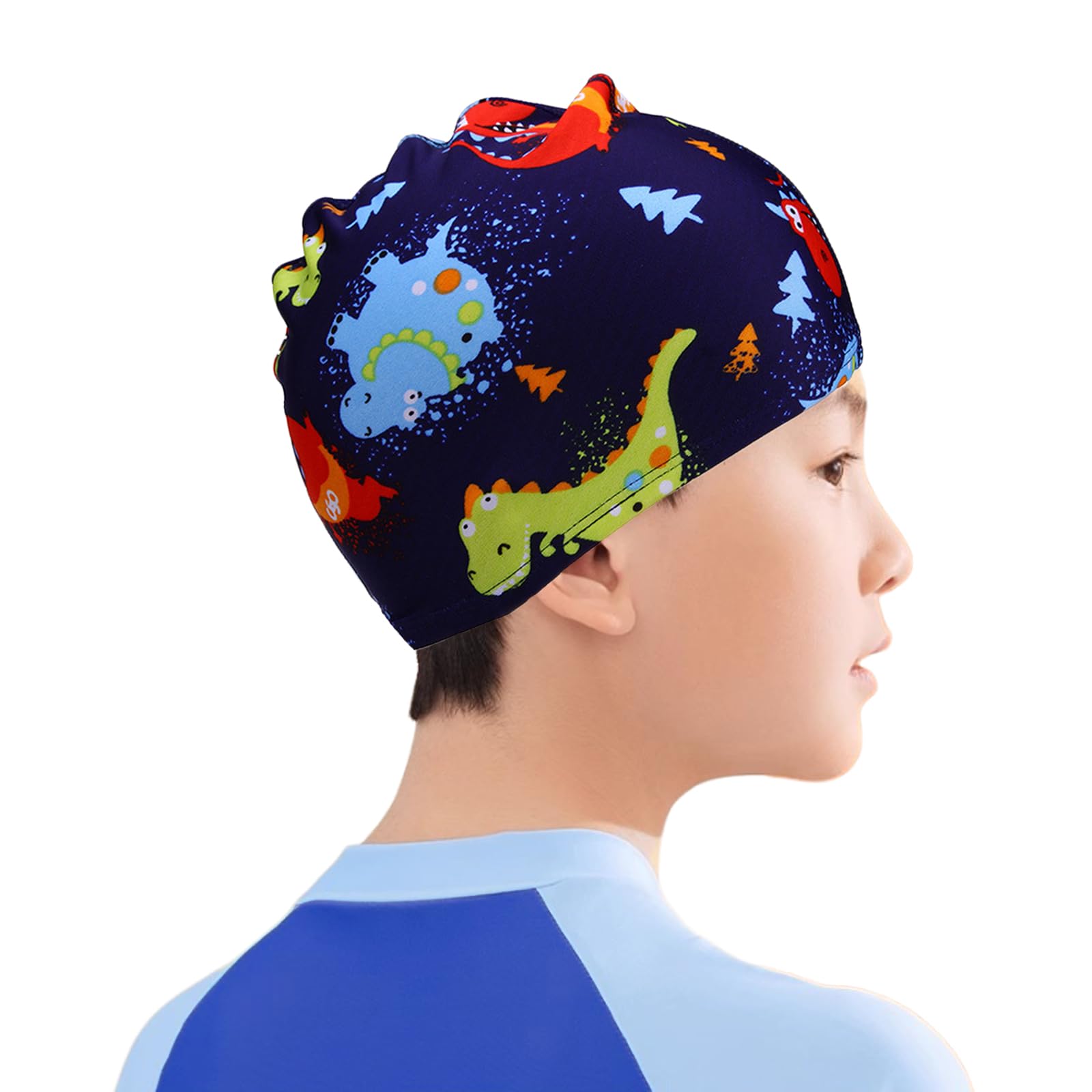 【送料無料】サムコス 水泳帽子 水泳帽 水泳キャップ大人 女 スイミングキャップ プール帽子 ふんわり おしゃれ ロングヘア対応 伸縮性良い 無地 男女兼用 大人用 色：ネイビー B、サイズ：長さ約22cm、伸長時約25cm、高さ約14cm
