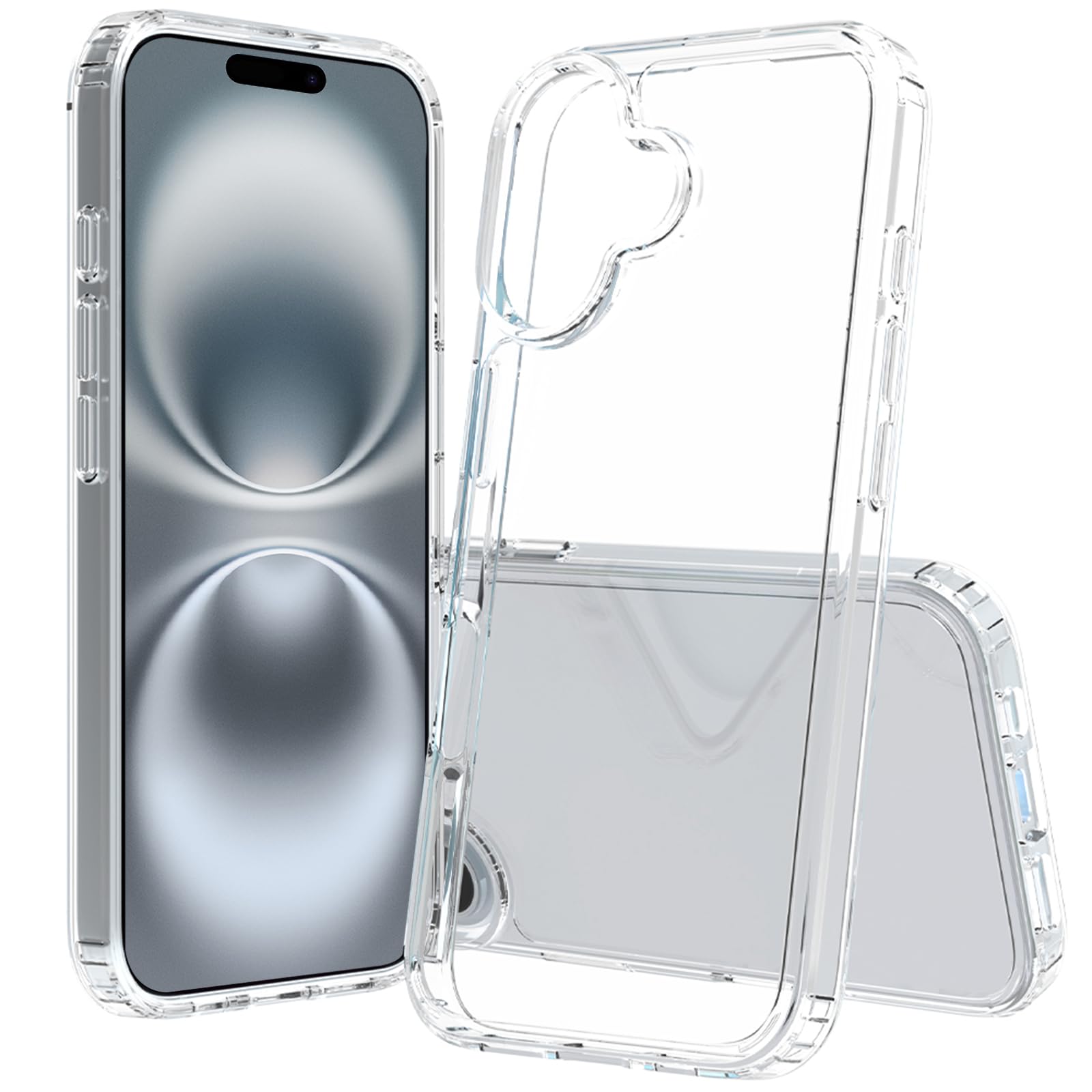 【送料無料】iPhone 用 ケース カバー 半透明 耐衝撃 滑り止め 指紋防止 米軍MIL規格 黄変防止 ストラップホール付き ワイヤレス充電対応 スマホケース あいふぉん ケース アイフォン PinLiSheng 色：クリア、サイズ：iPhone 16