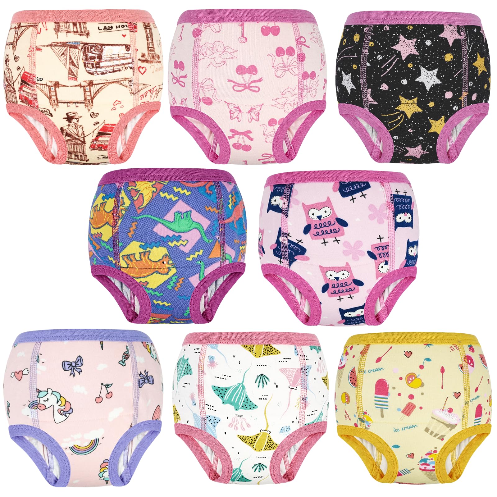 商品情報商品の説明説明 説明: トイレトレーニングパンツは、トイレトレーニングの際に「ビッグガール」や「ビッグボーイ」パンツを着用しているような感覚を求める幼児の男の子や女の子に最適です。 MooMoo ベビー トレーニングパンツは前面と背面にパッドが追加されています。 これは防水性と通常の下着より優れた水の浸透性で、赤ちゃんに最も快適な経験と効果をもたらし、簡単に使用でき、ママと幼児のための完璧な選択を約束します。 製品の特徴: -100%コットン、吸収性ポリエステル裏地。 - 通常の下着より高い吸収性と耐水性を備えています。 -簡単に引っ張ったり下げたりできます。 -丈夫で洗濯可能、再利用可能。 -かわいい柄。 素材: コットン100% + ポリエステル100% 裏地。 サイズ:12M(ウエスト12.6インチ/32cm、高さ29.5インチ/75cm、体重22.5~24.5ポンド/10.2~11.1kg)。 2T (ウエスト13.4インチ/34cm、高さ33.5インチ/85.1cm、体重24.3~26.5ポンド/11~12kg)。 3T (ウエスト14.2インチ/36.1cm、高さ37.4インチ/95cm、体重26.5~30.9ポンド/12~14kg)。 4T (ウエスト15インチ/38.1cm、高さ41.3インチ/105cm、体重33.1~37.5ポンド/15~17kg)。 5T (ウエスト15.8インチ/40cm、高さ45.2インチ/115cm、体重37.5~42.6ポンド/17~19.3kg)。 手作業による測定のため、1~2cmの誤差はご容赦ください(1cm=0.39インチ)。 パッケージ内容: トイレトレーニング下着8枚パック。主な仕様 【高密度吸収層を採用した独自の6層構造】機能性に優れた高密度吸収素材を内蔵した6層構造でありながら、従来品に比べて薄く軽やかな履き心地を実現しました。しっかりとおしっこを吸収しつつ、ゴワつきを抑えた設計により、元気に動き回るお子様の動作を妨げません。【柔らかな天然綿100%素材と防水PUL層】お肌に触れる部分は肌当たりの良い天然綿を使用し、デリケートなお子様の肌を優しく包み込みます。中間層には防水PUL層を採用し、おしっこが外側の衣類まで染み出しにくい設計です。素材にこだわった製造工程により、健やかな肌環境を保ちます。【日中のトイレトレーニングに最適な仕様】適度な吸水性を持たせることで、お漏らしの感覚を掴みやすく設計されています。おしっこをした際の「濡れた感覚」をお子様が正しく認識できるよう設計されており、日中のスムーズなトイトレをサポートします。通気性にも優れているため、夏場や活発なシーンでも蒸れにくく、日常使いに適した快適な使用感を提供します。本製品は日中の使用を想定しており、完全に漏れを防ぐものではありません。おしっこの量が多い場合や、就寝時などの夜間にご使用される際は、より安心してお使いいただくために、MooMoo Baby のおねしょズボンや防水シーツとの併用を強くおすすめいたします。【 毎日のお手入れを支える充実の8枚セット】トイトレ初期に欠かせない洗い替えを考慮し、たっぷり使える8枚セットでお届けします。洗濯機での丸洗いに対応し、耐久性に優れた素材を使用しているため、繰り返しの洗濯でも型崩れしにくく、操作性が高いのが特徴です。【成長に合わせて選べる幅広いサイズ展開】90cmから160cmまでの豊富なサイズバリエーションをご用意しました。お子様の体型に合わせた適切なフィット感をお選びいただけます。鮮やかな恐竜や乗り物のデザインにより、お子様が自ら進んでパンツを履きたくなるような自立心を育みます。