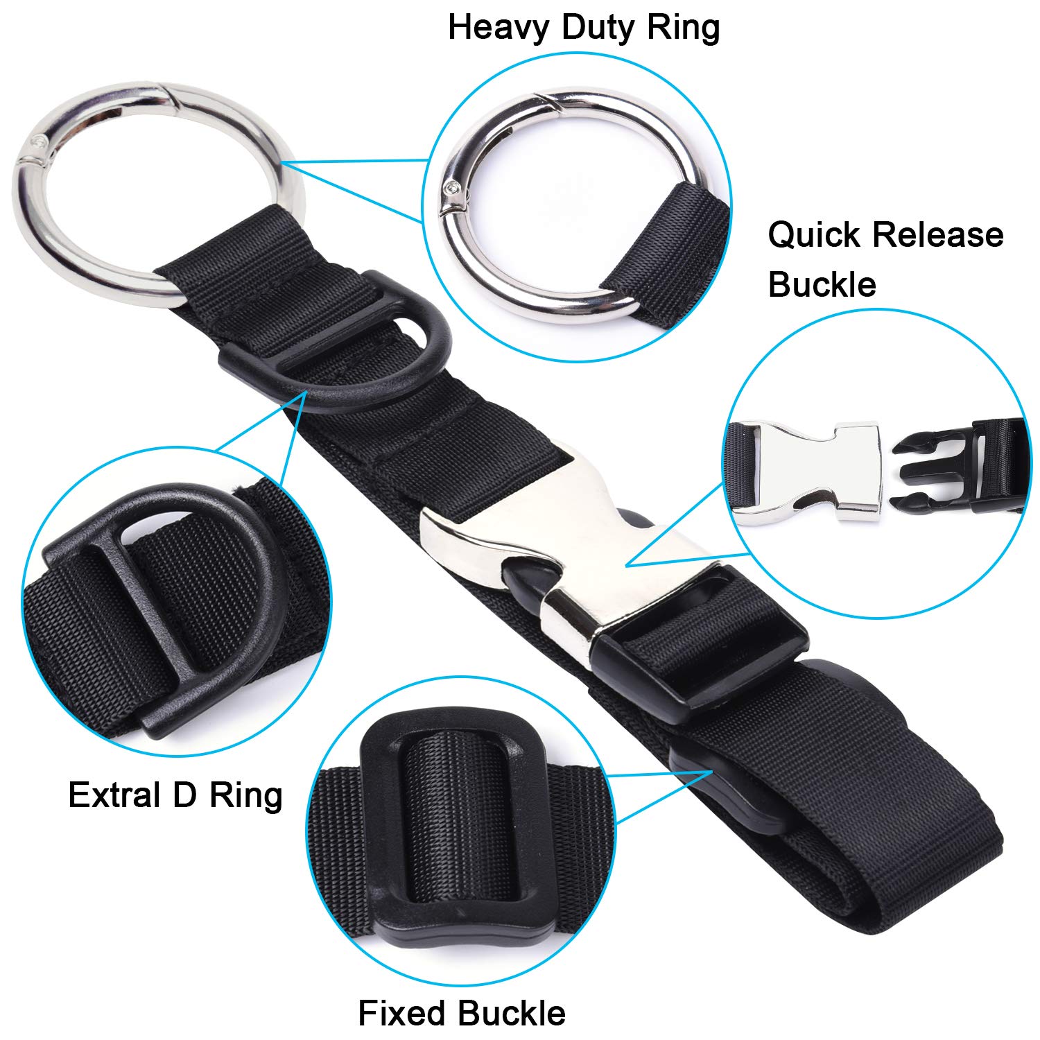 【送料無料】Wisdompro ポータブル ジャケットホルダー ジャケットグリッパー 上着/バッグ/洋服とめるベルト ジャケット・マフラー持ち運び 荷物ストラップ 旅行便利グッズ 色：ブラック、サイズ：ワンサイズ scintitur-11391881 サンティチュール サンプル画像3