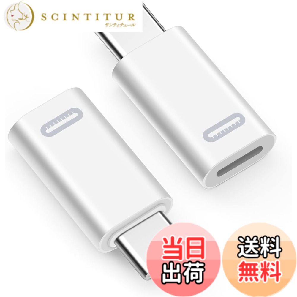 【送料無料】leizhan ライトニングメス-USB-Cオス変換アダプタ（2ピース）、Type-CライトニングiPhoneデータ転送アダプタ、ストリング付き、オーディオ/OTG用ではない - グレー 色：ホワイト、サイズ：35W ライトニング 母タイプCオス