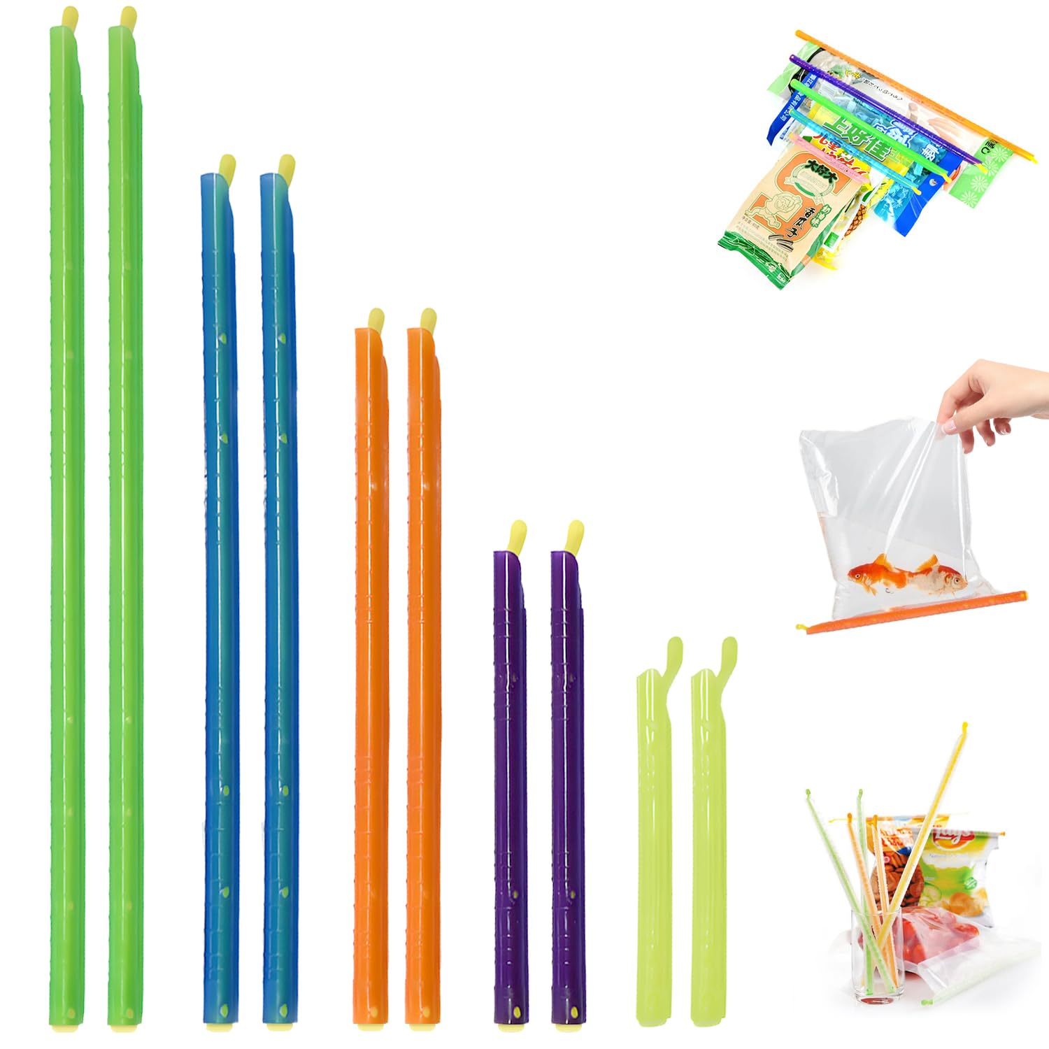 【送料無料】袋止めクリップ 密封クリップ 5色 2仕様 10個セット／15個セット 食品保存用 防湿 酸化防止 繰り返し使える キッチン便利グッズ 鮮度長持ち 色：10個セット、サイズ：3.54 - 11.02 inches