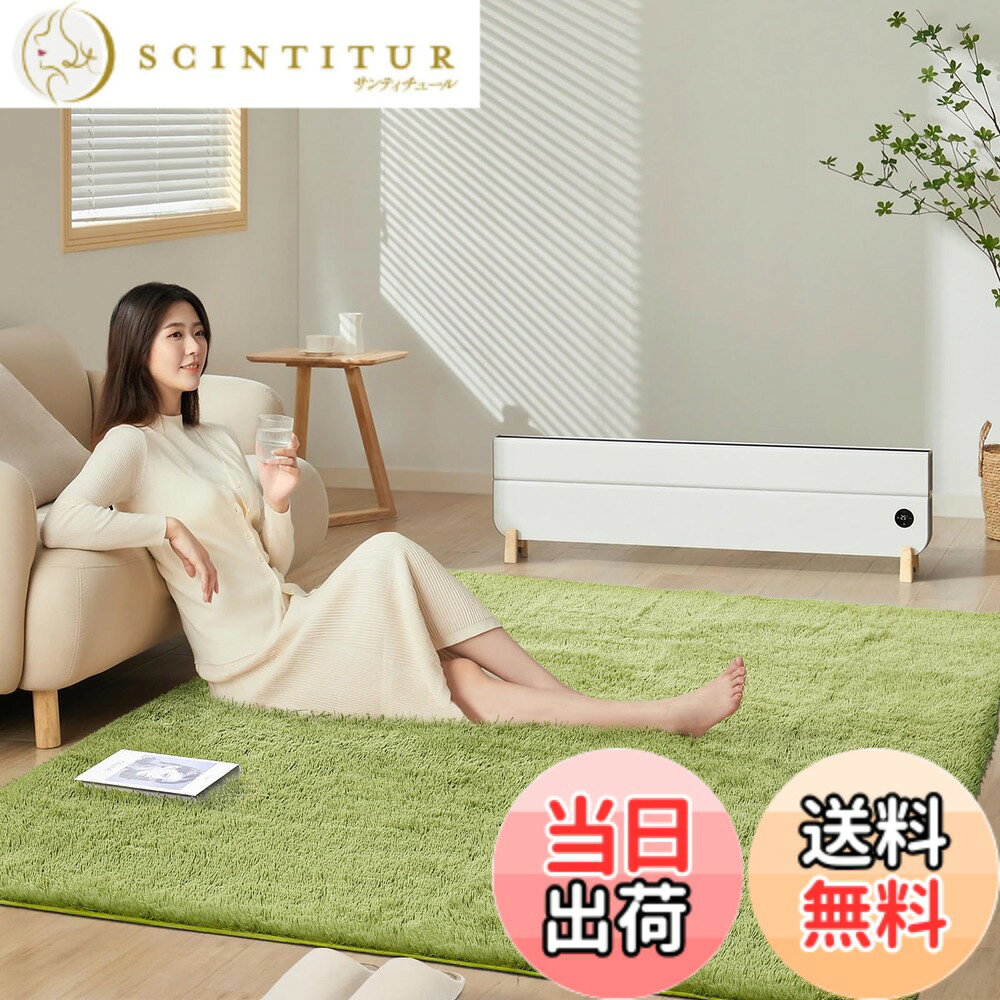 【送料無料】SOMANT カーペット ラグ 独自技術とデザインの抗菌防臭加工 色：グリーン、サイズ：185 x 185 cm (正方形)