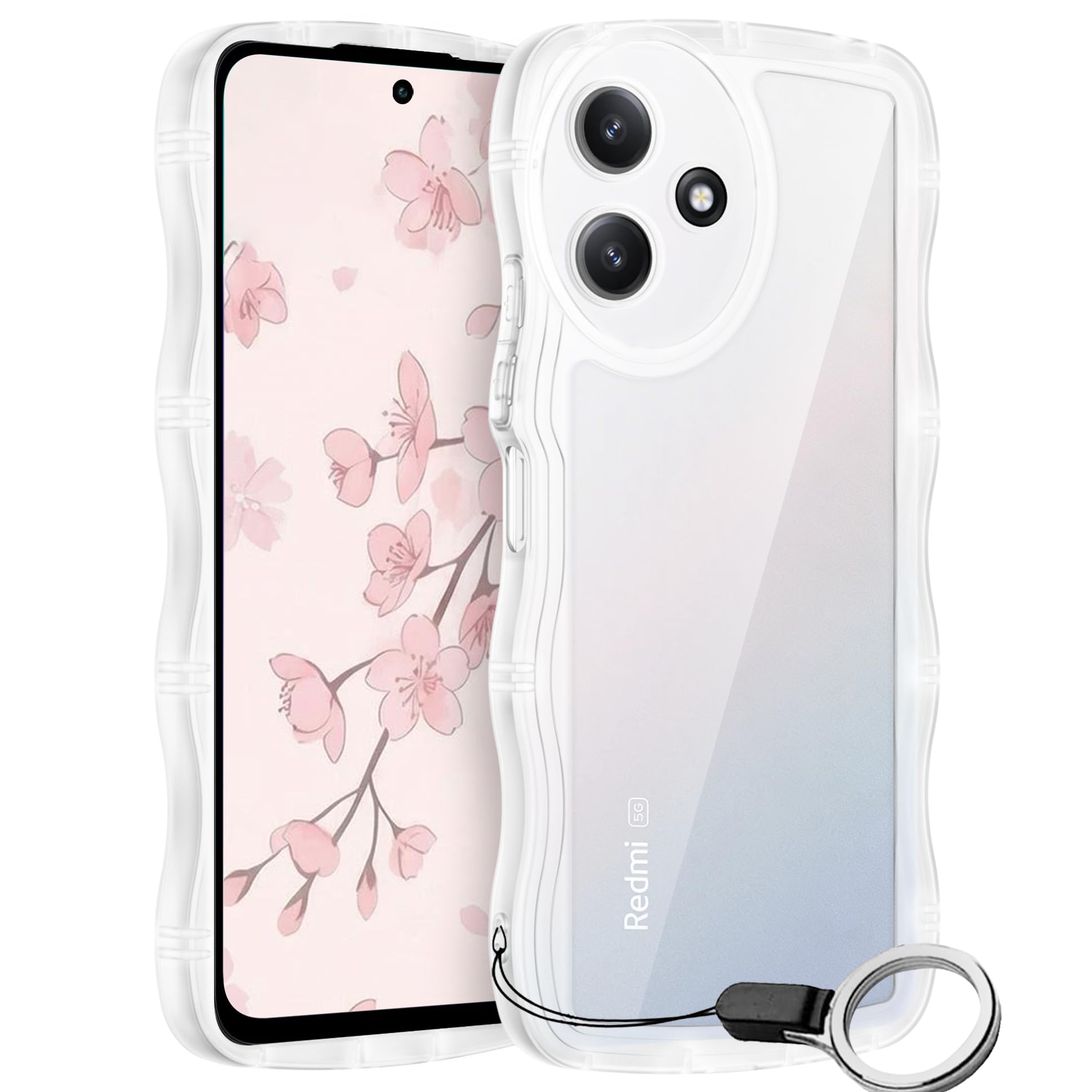 商品情報商品の説明HILEGENER Xiaomi Redmi 12 5G かわいい ケース うねうね レンズ保護 耐衝撃 グーグル シャオミredmi12 5g 用滑り止めスマホケースウェーブ デザイン 手にフィット TPUカバー 韓国 可愛い シリコンバンパー 波状エッジ ソフトシェル 人気 落下防止 ストラップホール付き(シャオミredmi12 5g-純透明)主な仕様 【シャオミ レドミ12 5g対応】ご購入前に、お使いの携帯電話の正しいモデル/サイズ選択してください。当社のスマホケースの品質に問題がある場合は、お気軽に当社のカスタマーサービスにご連絡ください。【着脱しやすいケース&波形ケース】このケースは、かわいい取り外し可能なウェーブフレームが特徴で、持ちやすく、グリップ感があります。このキュートなウェーブエッジデザインのスマホケースは、女性、女の子、ティーンエイジャーのためにデザインされています。【ソフトTPU&黄変に強い】このケースfor シャオミredmi12 5g用カバー透明度の高いソフトソフトTPUを使用しており柔軟性のあるを採用し、軽量で手に馴染む感じです。高品質ソフトTPU素材、酸化防止の特殊加工を施し、黄変に耐え、長時間、透明度を保ちます。【レンズ・画面保護】前面と背面をデバイスより高く設計し、液晶画面とカメラレンズをしっかり保護します。ケースの縁は、画面やレンズよりも高く設計されています。落下時の衝撃を最大限に吸収することができ、全方位から本体をしっかり守ります。【精密なカットアウト】HILEGENERクリアソフトTPU波型ケース完全に精密なカットアウトである。正確なカットアウトと反応するプレスボタンは、すべてのポート（カメラ、スピーカー、マイクなど）にアクセスするためにスマホカバーを簡単にします。