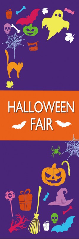 既製デザイン のぼり 旗 ハロウィン HALLOWEEN FAIR ハロウィンフェア 紫