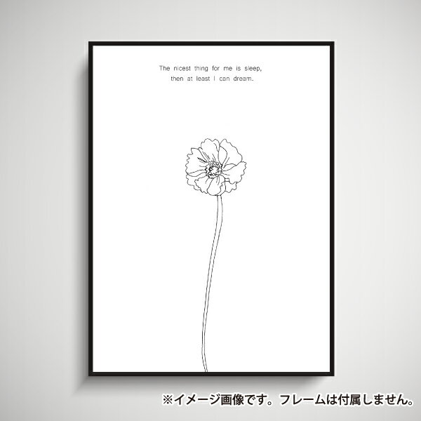 楽天市場 ポピー 一輪の花 シンプル モノクロ イラスト 花言葉 Sleep 玄関 雑貨 一人暮らし おうち時間 北欧 インテリア アート ポスター サイズ 大きい 備品販促二郎