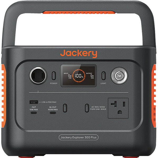 Jackery ポータブル電源 300 Plus リン酸鉄 288Wh/300W ポータブルバッテリー 家庭用 アウトドア用 バックアップ電源 純正弦波 AC(300W 瞬間最大600W)/DC/USB出力 専用アプリで遠隔操作可能 MPPT制御 車中泊 キャンプ 防災グッズ 非常用電源 AC100V 50Hz/60Hz対応 ジャクリのサムネイル