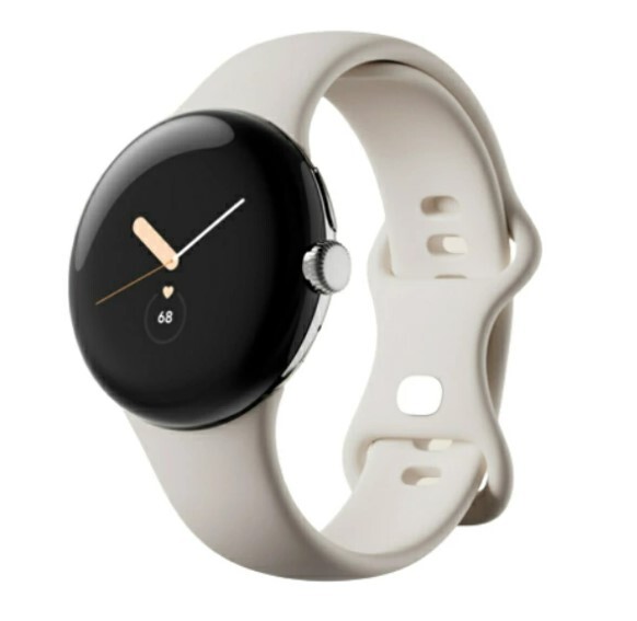 Google グーグル Pixel Watch 心拍計 Polished Silver ステンレス ケース / Chalk アクティブ バンド GA04309-TW LTE版