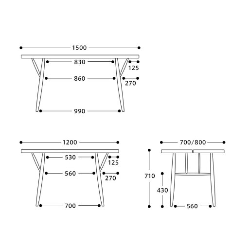 【0025】アルテック / ピルッカ テーブル 150×80cm ハニー×ブラック [Artek / Pirkka Table]