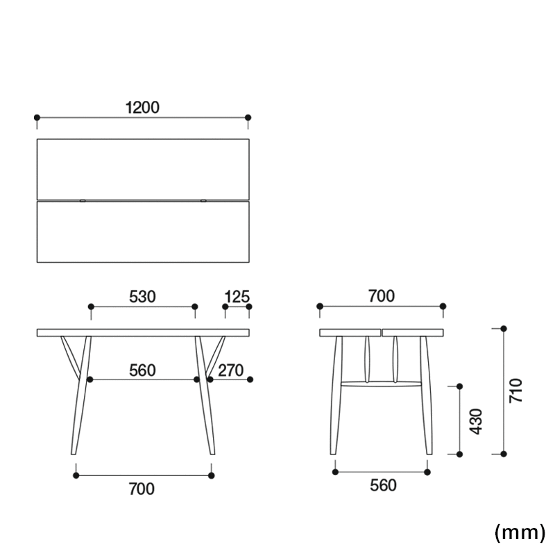 【1点購入につきアルテックノベルティプレゼント！】【0012】アルテック / ピルッカ テーブル 120×70cm ブラウン×ブラック [Artek / Pirkka Table]