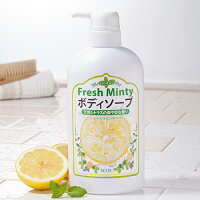 ボディソープ フレッシュミンティ(600mL) 天然アロマ ミント 爽快感 植物性洗浄成分 無添加