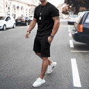 スウェット メンズ セットアップ 半袖Tシャツ ショートパンツ 2点セット ジャージ 上下セット 半袖 トップス 短パン 半ズボン 吸汗 速乾 通気性 伸縮性 ...