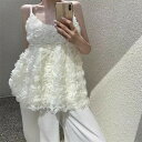 立体花柄 ペプラム キャミビスチェ レディース トップス キャミソール ビスチェ 立体 フラワー ノースリーブ 上品 キャミビスチェ ペプラム シルエット ハイ...