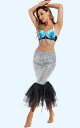 ハロウィン コスプレ衣装 人魚姫 コスチューム ダンス 衣装 レディース 大人 ロング丈 マーメイド 裾チュチュフリル スカート 光沢 うろこ 鱗柄 スカート ...