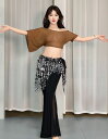 ベリーダンス衣装 2点セット 3点セット 春夏 ヘソ出し ミニ丈 トップス チュール メッシュ ラメ 半袖 不対称 ブラウス パンタロン調 ロングパンツ ストレ...