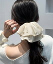 パール付きシュシュ 上品プリーツヘアゴム サテン風ボリュームシュシュ 光沢感ヘアアクセサリー 簡単まとめ髪グッズ ハーフアップ 可愛いポニーテール髪飾り きれいめ AIYOU-