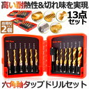 ★2倍★ドリルビット タップドリルビット 2個セット 六角軸 6.35mm ネジ切り 3in1 13点セット 面取りタップ 穴あけ タップセット タッピング カ...