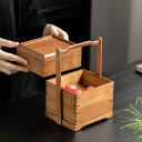 ¥有/収納ボックス 竹製 段 手提げ アウトドア キャンプ おしゃれ フルーツ ギフト 木製 持ち運び便利 インテリア 雑貨 日本の家
