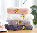 ループ付きタオル フェイスタオル 単品 35×75cm タオル 長方形 王冠 刺繍 柔らかい バス用品 洗面所 キッチン 洗顔 手拭き 顔拭き 日用品雑貨 クラウン ワンポイント 幼稚園 保育園 小学生 可愛い 生活用品
