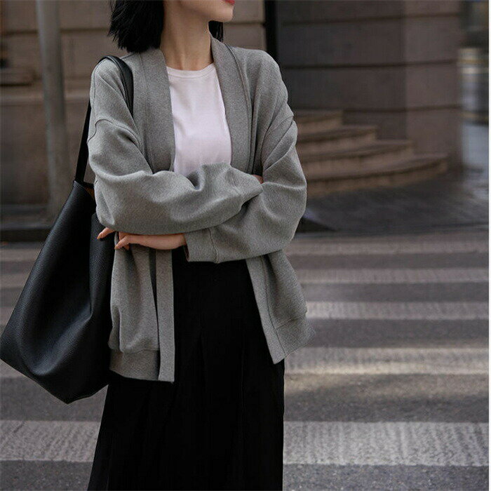 カーディガン ジャケット レディース 春秋 パーカー スウェット トレーナー アウター ボレロ トップス ブルゾン 長袖 羽織り スタジャン スプリングコート 無地 ポケット付き カジュアル シンプル ゆったり 体型カバー ルームウェア スポーティ 日常 デート おしゃれ