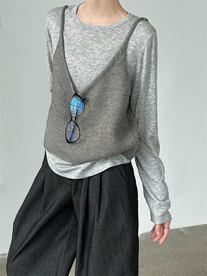 ニットベスト 前後2WAY ベスト キャミソール レディース 春秋 ニット 重ね着 ニットキャミソール レイ..