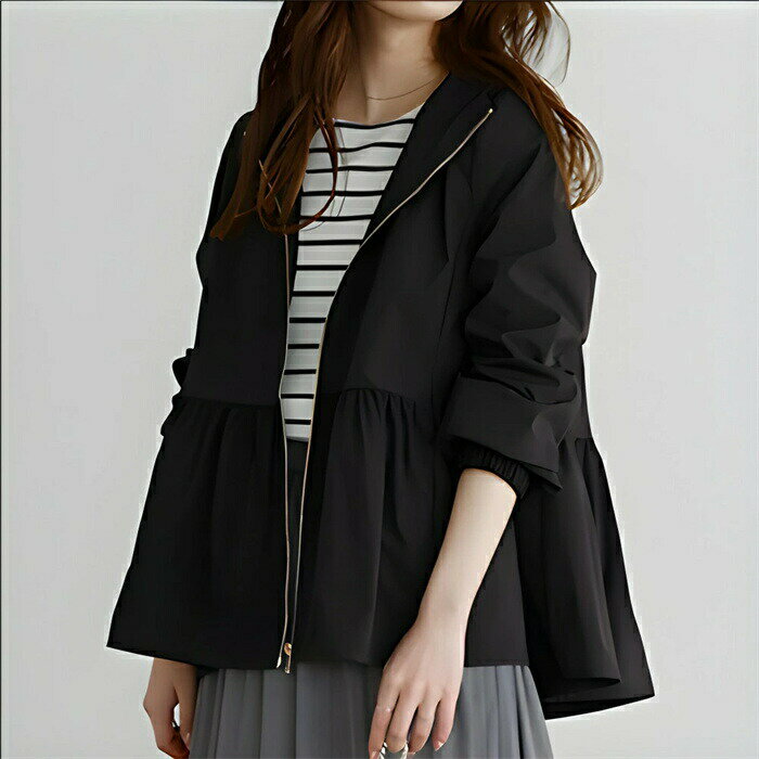 コート スプリングコート ジャケット ジップアップ パーカー フレアパーカー パーカー レディース 長袖 トップス 春 秋 フリルパーカー 無地 大きいサイズ きれいめ フード付き アウター ブルゾン ジャケット フレア ジッパー コート 羽織り ゆったり シンプル 通勤