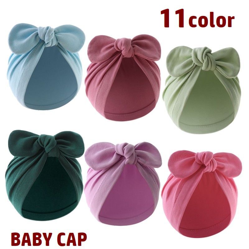ターバンキャップ 帽子 ベビー 赤ちゃん 新生児 幼児 ぼうし リボン シンプル 無地 単色 ファッション..