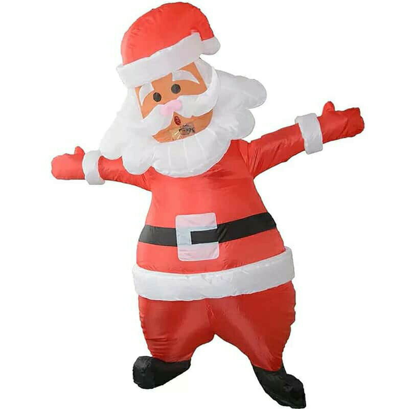クリスマスコスチューム 男女共用 サンタクロース 衣装 エアー 空気充填 ミニ空気扇風機付 膨張式 イン..
