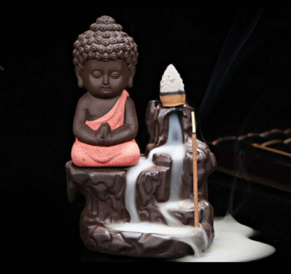 仏像 倒流香 お香立て レッドorブルー 陶器 幻想 インテリア 置物 香り 匂い 玄関 車 自宅 自粛 ヒーリ..