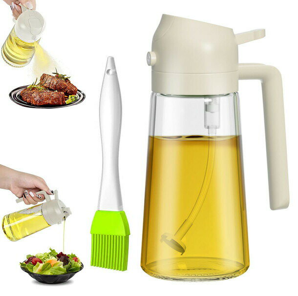 オイルスプレー 料理用 2 in 1 オイルポット オイルスプレー 470ml 調味料入れ オイル差し 油いれ容器 ..