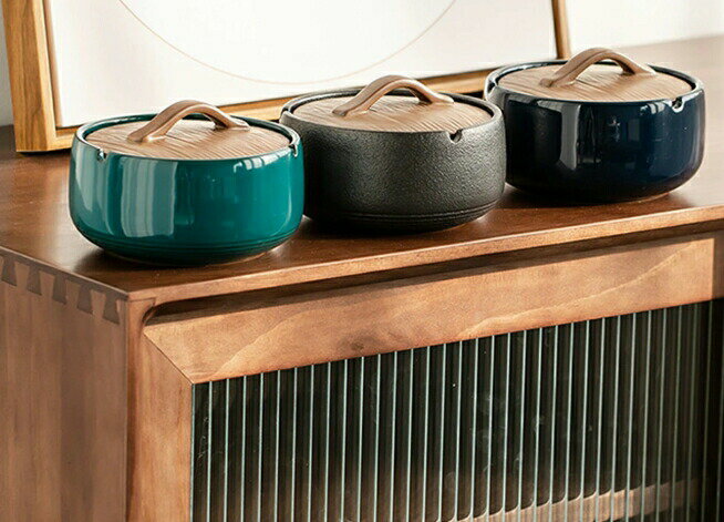 陶器 灰皿 フタ付 ふた付き 卓上灰皿 喫煙具 卓上 屋外 小サイズ 蓋付き 灰皿ケース タバコ 防臭 大容..