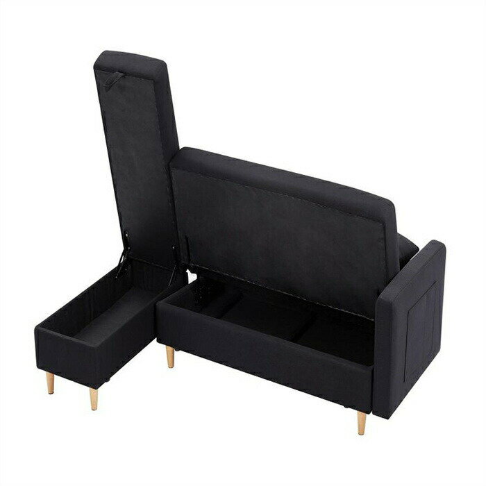 新生活応援 1台2役 ソファソファーベッド 多機能 カウチソファ 3人掛け オット マン付き ソファ 左右側..