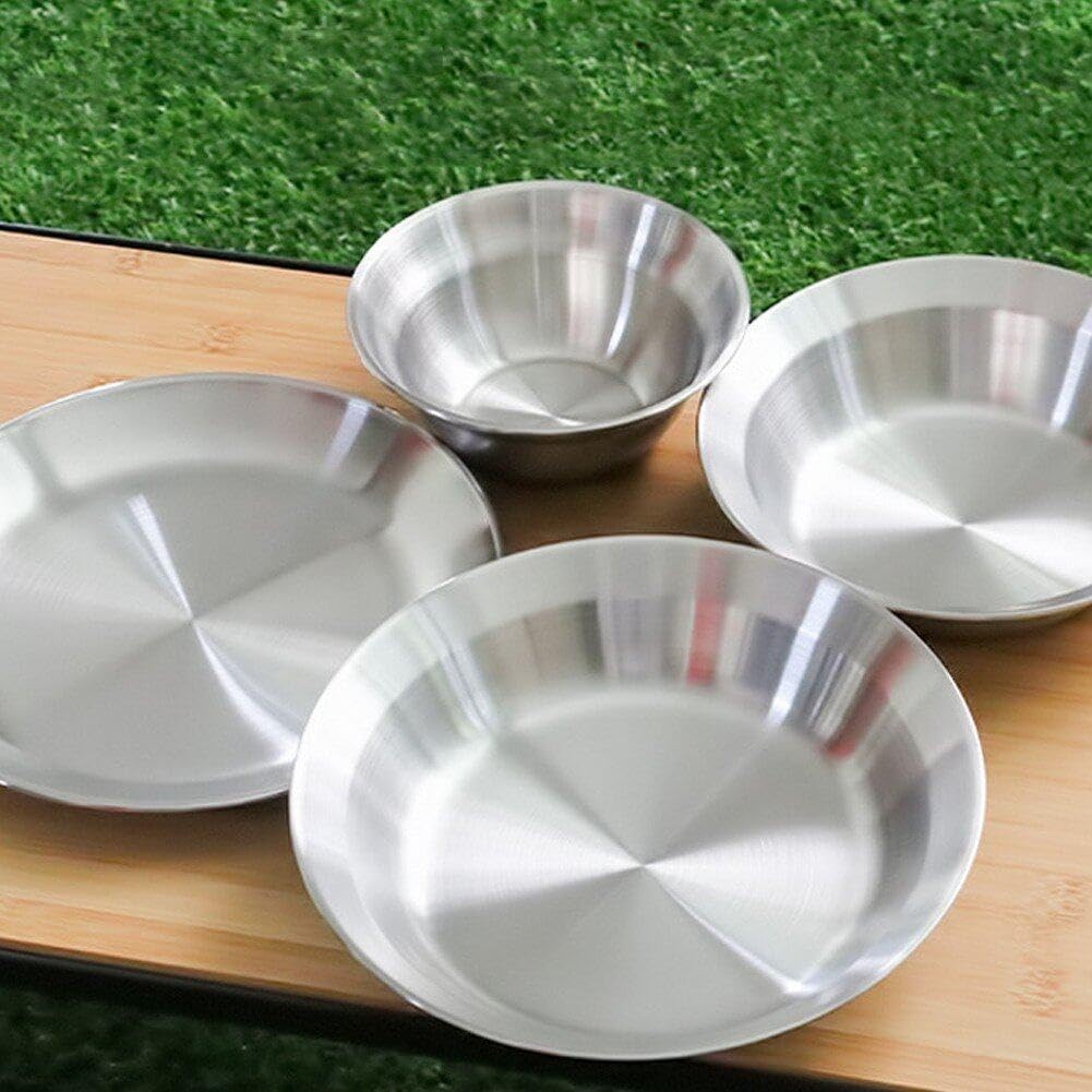 ステンレス製プレート ボウル 食器ボウル カトラリーセット キッチンカトラリー 積み重ね可能 食器プレ..