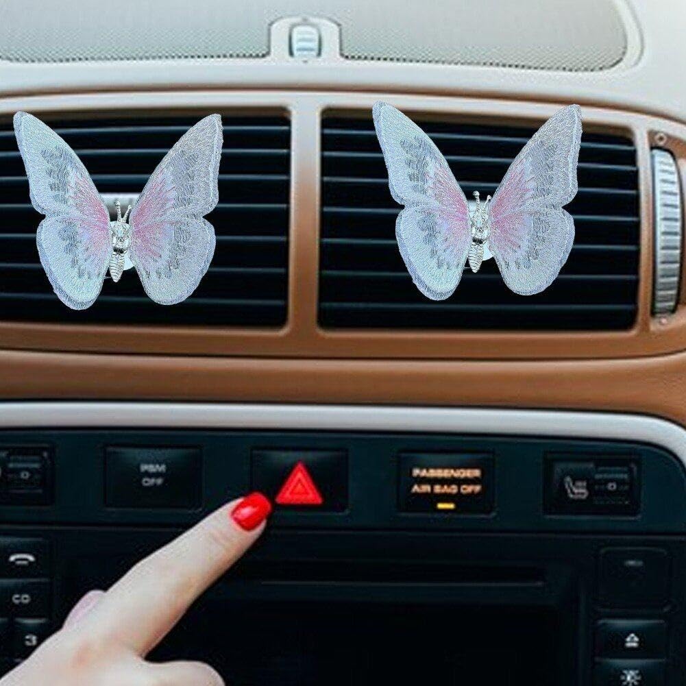 車用芳香剤 エアベントクリップ かわいい 動ける 蝶 カークリップ アロマセラピー ベントクリップ キラ..