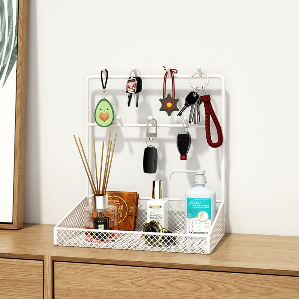 キースタンド 鍵置き 鍵ホルダー 玄関収納 フック付き 小物ケース キャッシュトレイ コイントレイ 化粧..