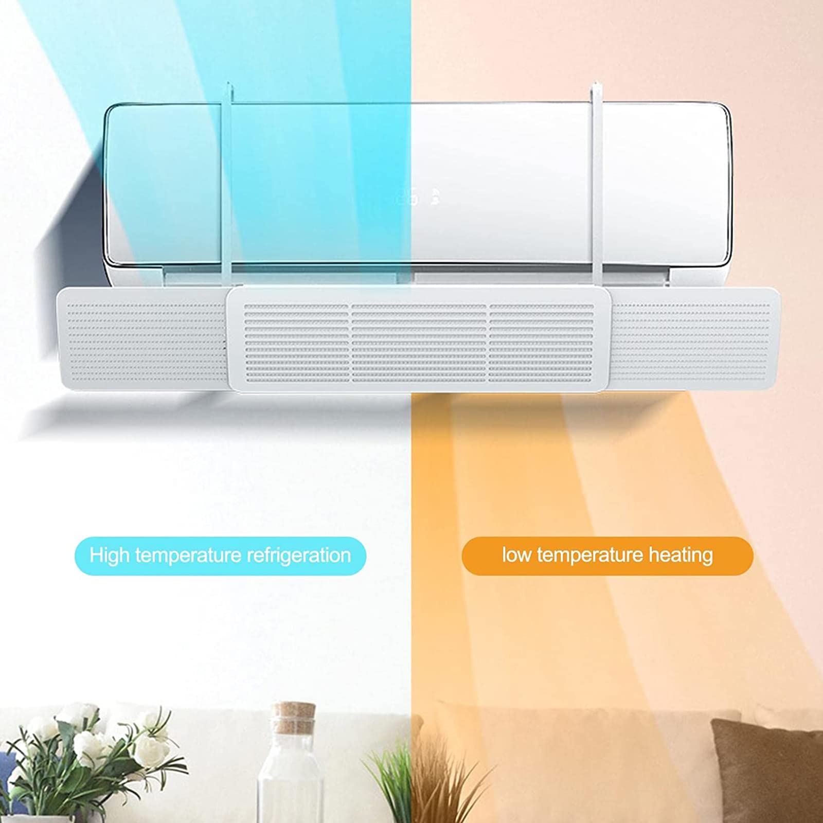 エアコン風よけカバー エアコン用風よけ板 伸縮可能 約58-92 風除け エアコン風防カバー 空気循環促進 風の直撃防止 180°風向を変える 快適な温度維持 空気浄化 凝縮なし 取り付け簡単 壁掛け式エアコン用 冷房病 クーラー病対策 家庭用 業務用