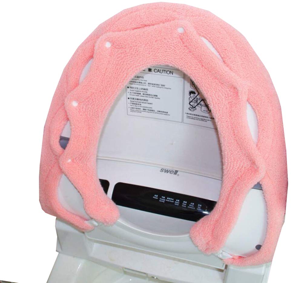 便座カバー 便座専用シートカバー 伸縮性 抗菌防臭 洗浄暖房型O型U型便座 厚手 ふわふわ (ライトピンク)