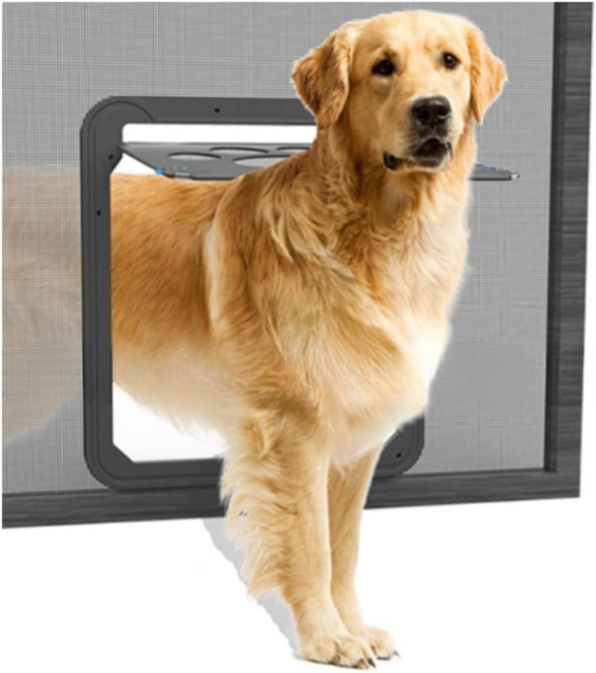 網戸ドア 網戸専用 犬猫出入り口 ペットドア 網戸ペット犬用扉 開閉自由 ロック機能付き 取付簡単37cm ..