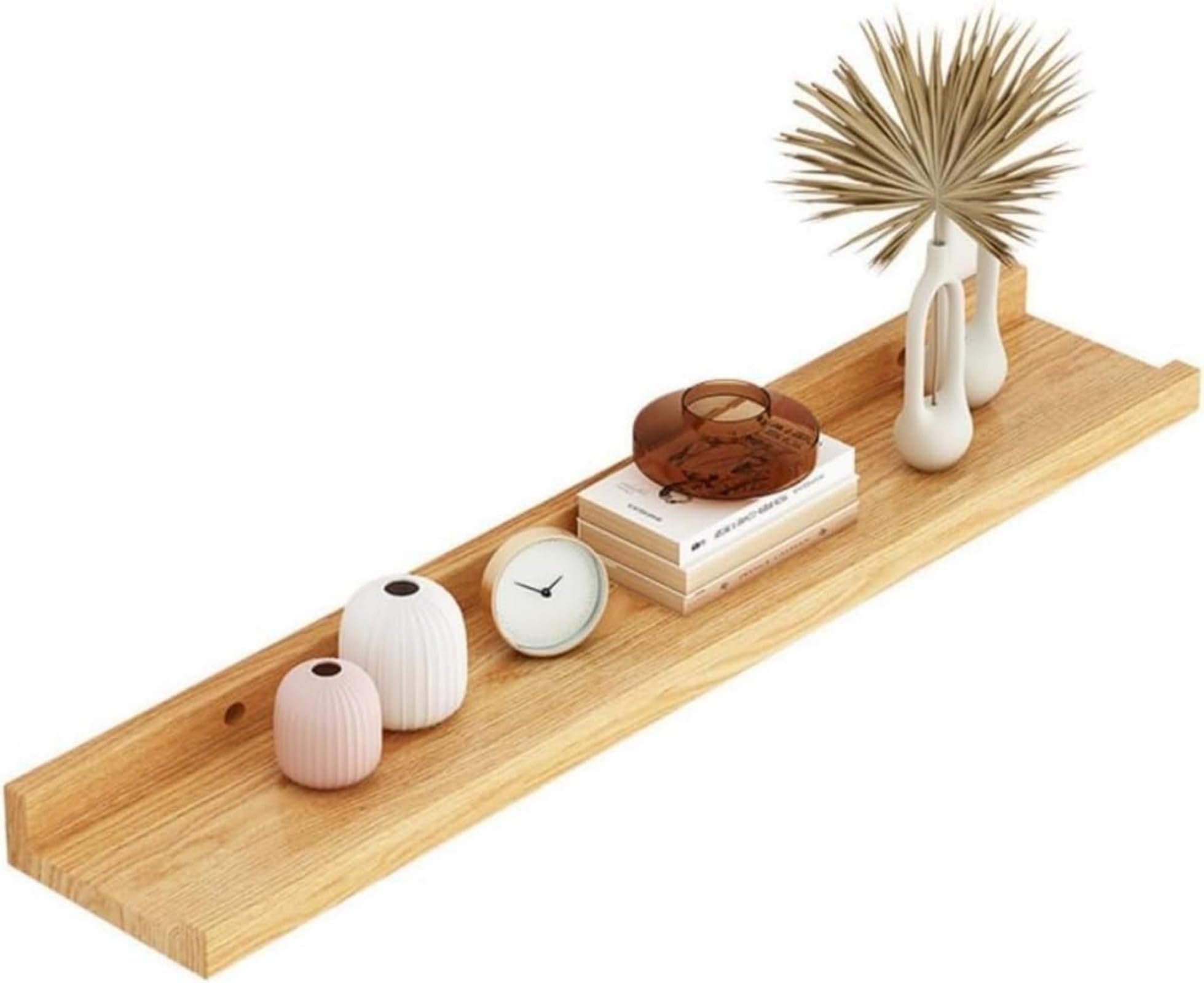 ソリッドウッド製 ウォールシェルフ フローティング ウォールシェルフ 壁掛け棚 ディスプレイラック お..