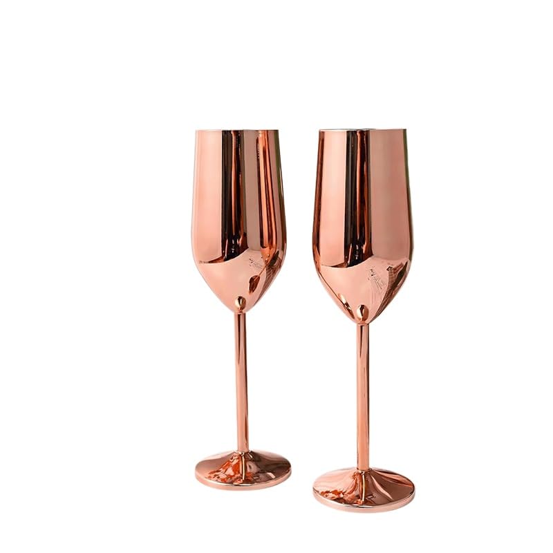 ゴブレットゴブラーズ シャンパングラス ステンレス製の、ステンレス製シャンパンフルート、割れにくいヨーロピアンスタイルのスパークリング、家庭用リキュール200ml (シャンパンゴールド2)