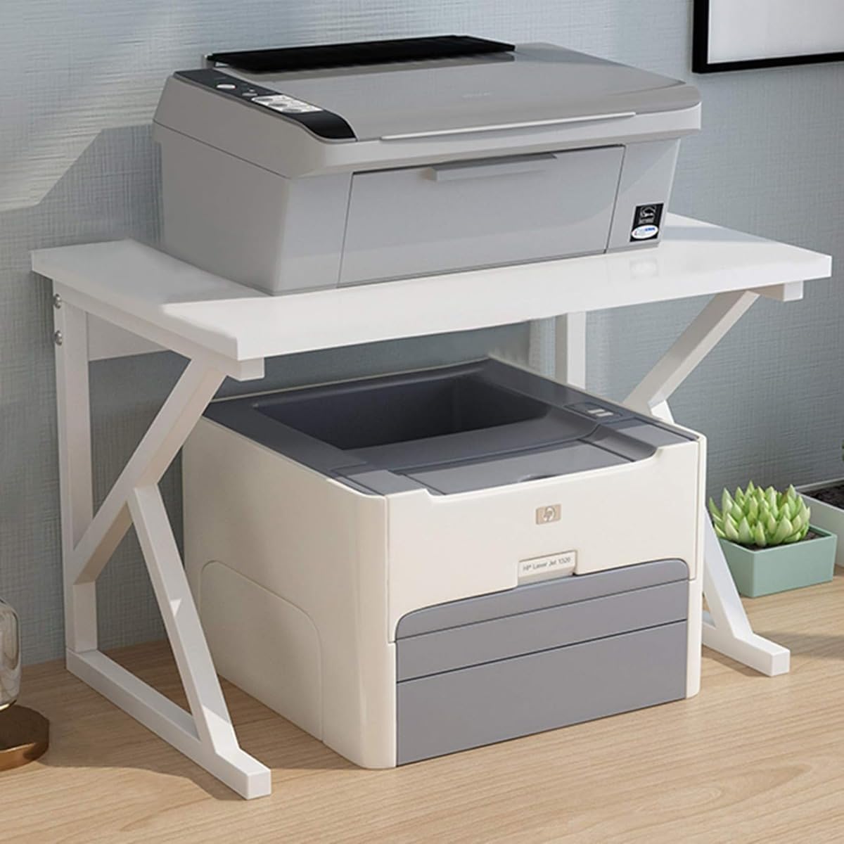 ラック 木製 プリンター台 プリンタスタンド 多機能 机上＆机下台 おしゃれ プワゴン 卓上収納 組み立..