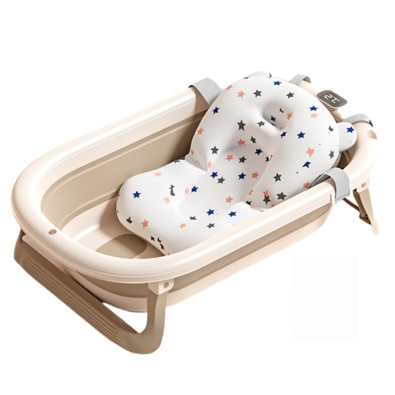 ベビーバス 折りたたみ式 湯温計付き 0～8歳対応 バスタブ＋洗面器3個セット コーヒー色 デジタル温度..